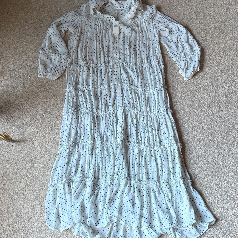 NWT Anthropologie Long-Sleeve Smocked Tiered Maxi Dress small